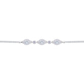 Asfour Crystal Box Chain Bracelet With Zircon Oval Stones In 925 Sterling Silver-BD0312